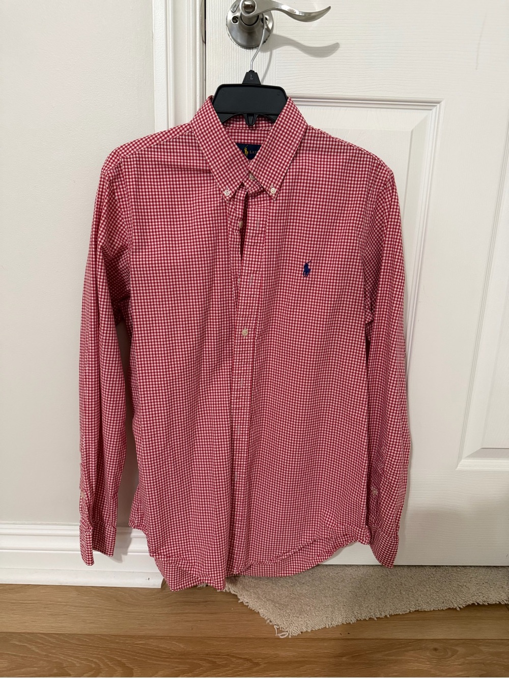 Polo by Ralph Lauren Red Gingham Button-Down Shirt with Navy Pony
